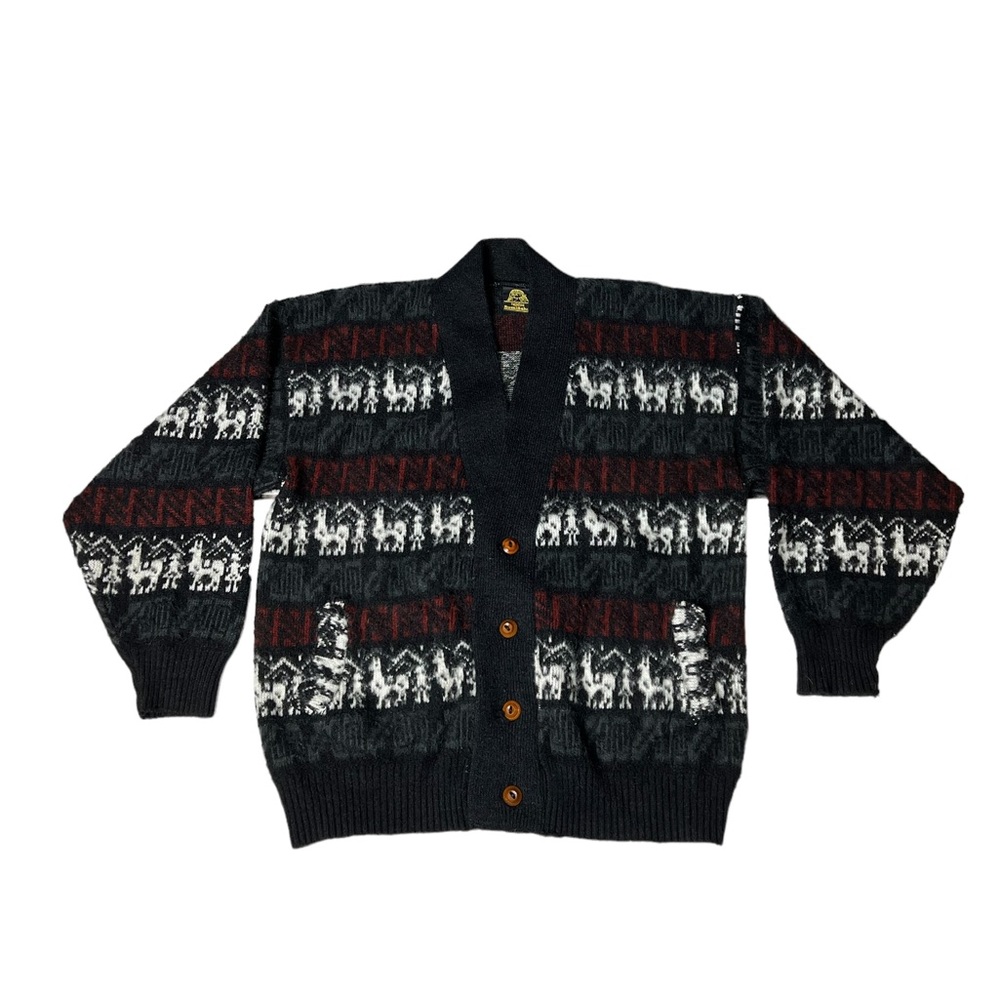 Tejidos Ruminahui Cardigan Sweater Ecuador Llama Geometric
